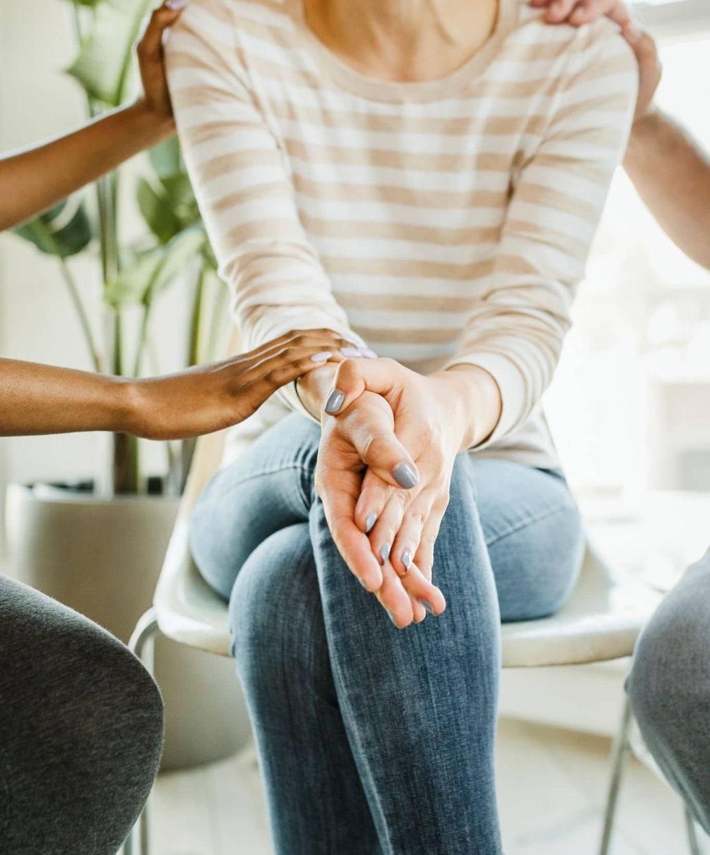 woman being comforted
